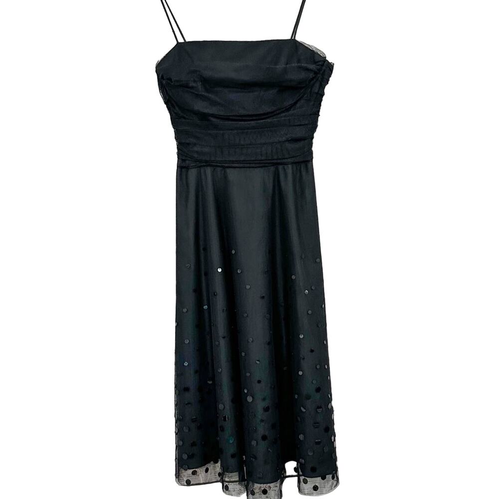 Eliza J Black Tulle and Sequin Spaghetti Strap Dress, EUC, Size 2, MSRP $179